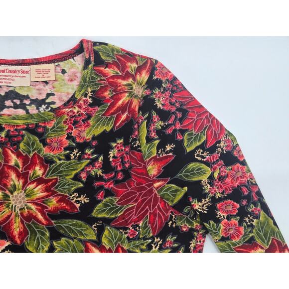 The Vermont Country Store Red Floral Top Size Small VTG - Picture 3 of 16
